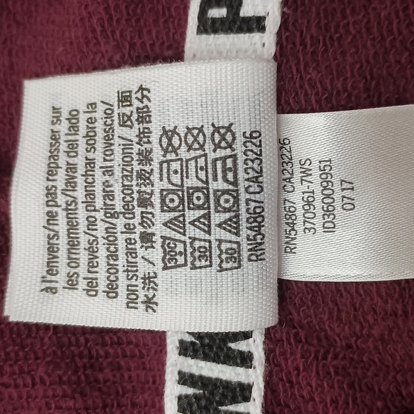 PINK Victoria's Secret Maroon Hoodie With White Logo On Arms - Picture 7 of 7